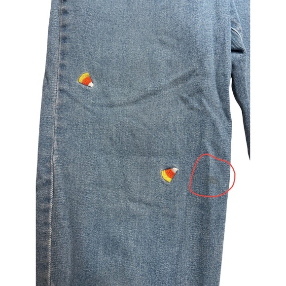 Quacker Factory Women Candy Corn Embroidered High Rise Straight Leg Jeans Size 8 - Picture 2 of 8